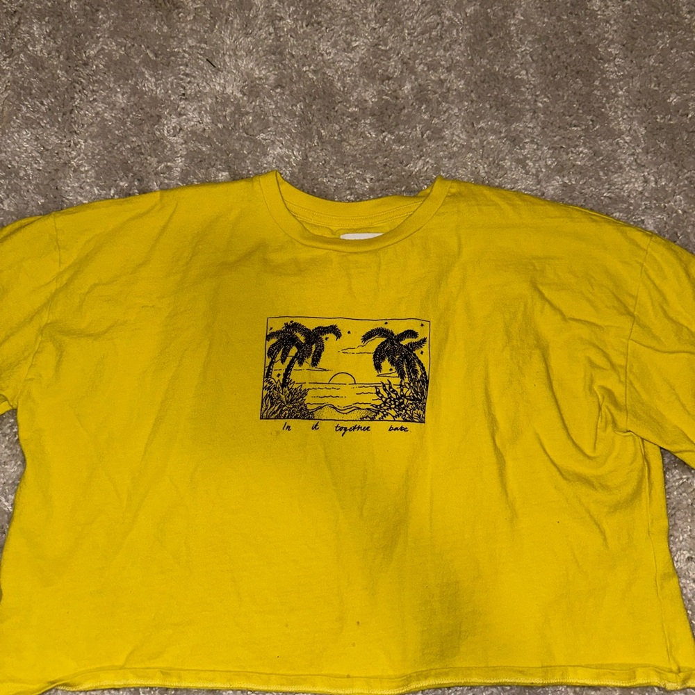 Yellow Graphic Tee with Palm Trees